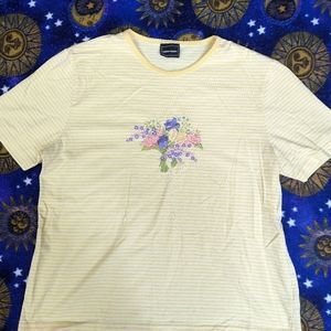 Pastel yellow vintage embroidered tee